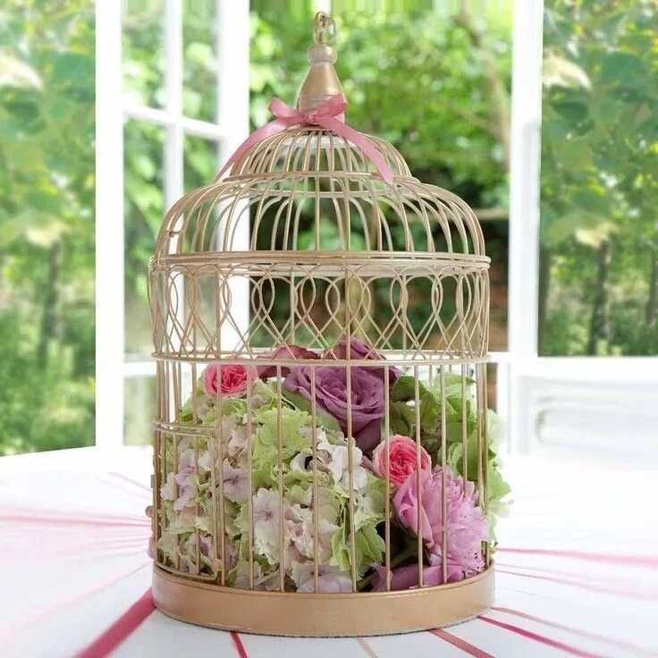 Клетка декор своими руками Птичья клетка, наполненная цветами Bird cage decor, Wedding table centres, Weddi