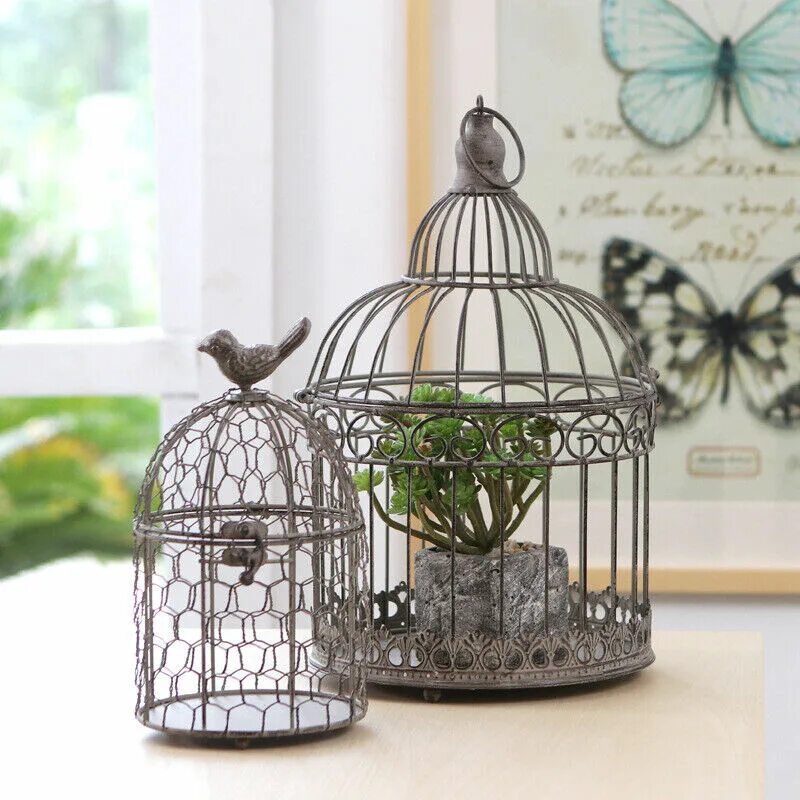 Клетка декор своими руками Retro Bird Cage Wrought Iron Ornaments Home Living Room Decorations Window decor