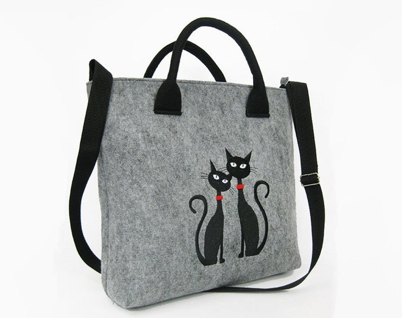Клип сумочки Felt Tote Bag Felt Handbag Felt Shoulder Bag CAT PURSE Etsy