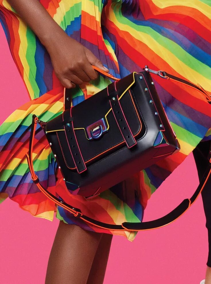 Клип сумочки Manhattan Medium Contrast-trim Leather Satchel Michael Kors Leather satchel, Lea