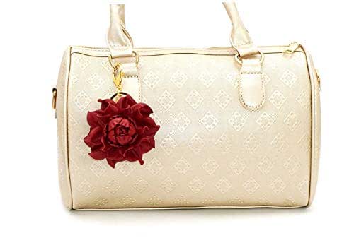 Клип сумочки Amazon.com: Genuine Deep Red Leather Flower Bag Charm : Handmade Products