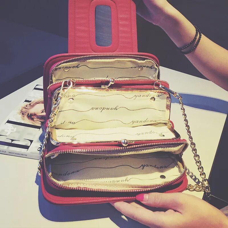 Клип сумочки Satchel Bag chain shoulder bags female clip handbag fashion small crossbody bag 