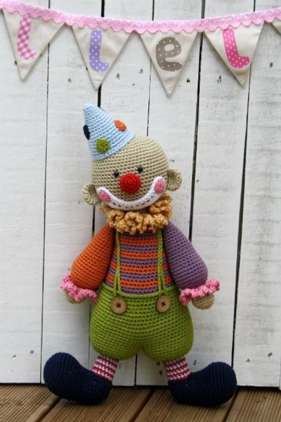 Клоун амигуруми крючком схемы Amigurumi Clown Pattern Chatterbox the Clown Crochet Clown Doll, Printable Pdf, 