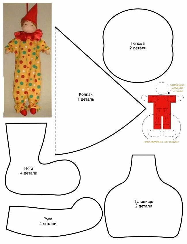 Клоун своими руками выкройка Pin on Мягкие игрушки с выкройками Sewing tutorials free, Felt doll patterns, Do