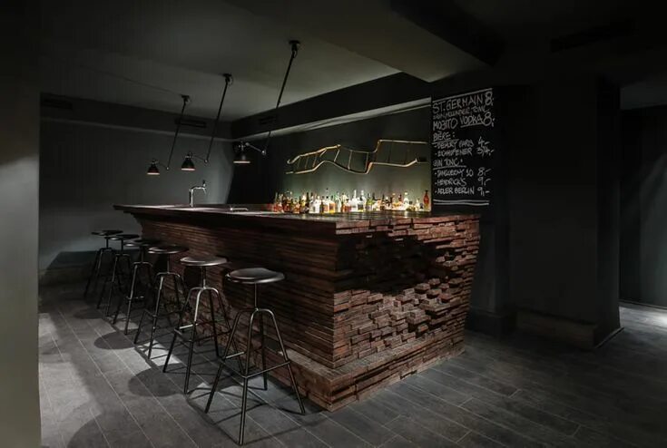 Клуб в стиле лофт Reclaimed boat plank centrepiece helps Berlin bar import Parisian atmosphere... 