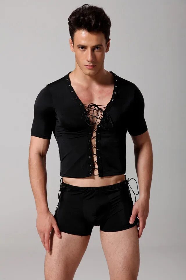 Клубный стиль одежды мужской Free Shipping New Style Male Black Lace-up Gothic Bodysuit Lingerie Sexy Men Und