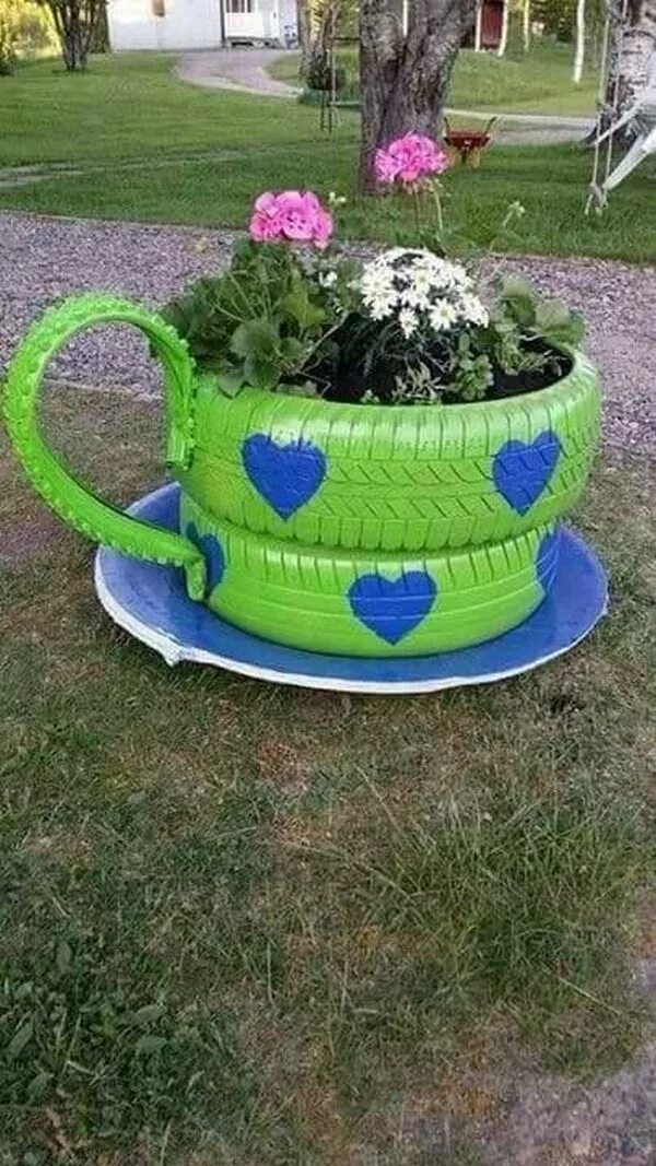 Клумба из шин фото We boost the decoration in the garden with these incredible DIY ideas of colorfu