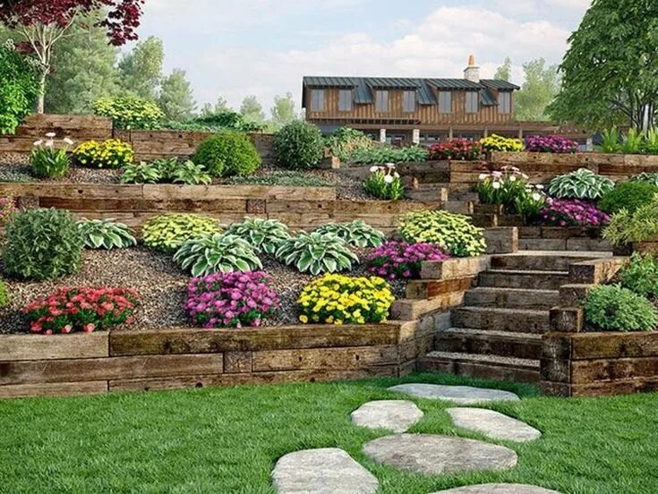 Клумба на склоне фото Unusual Terraced Landscaping for Inspiring Extensive Home Gardens - viraldecorat