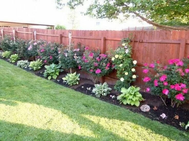 Клумба около забора фото Budget-Friendly Flower Bed Landscape Ideas