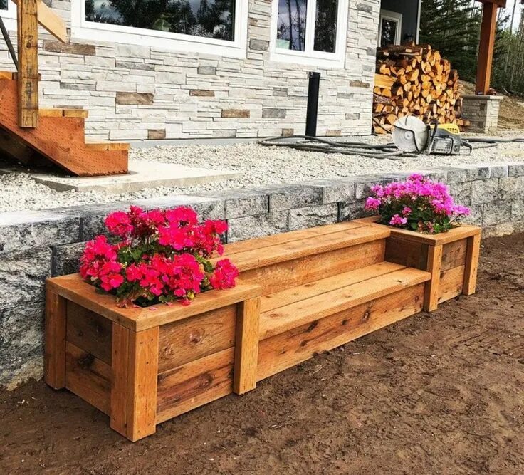 Клумбы для цветов из досок фото 33 Proper Outdoor Bench for Your Cozy Days and Nights - Matchness.com Diy plante