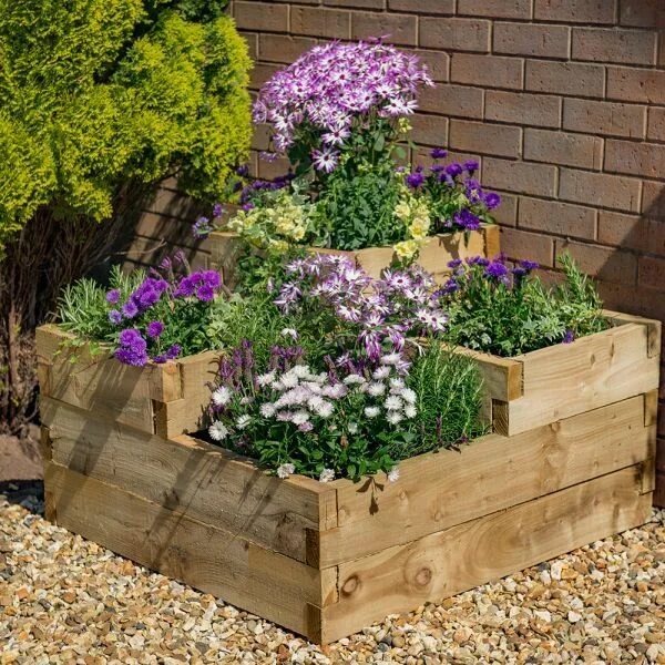 Клумбы из досок своими руками фото Caledonian Tiered Raised Bed - 60cm x 90cm x 90cm - Planters & Troughs - Squires