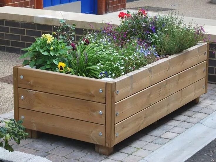 Клумбы из досок своими руками фото wooden planter Vertical garden diy, Container gardening, Diy planters