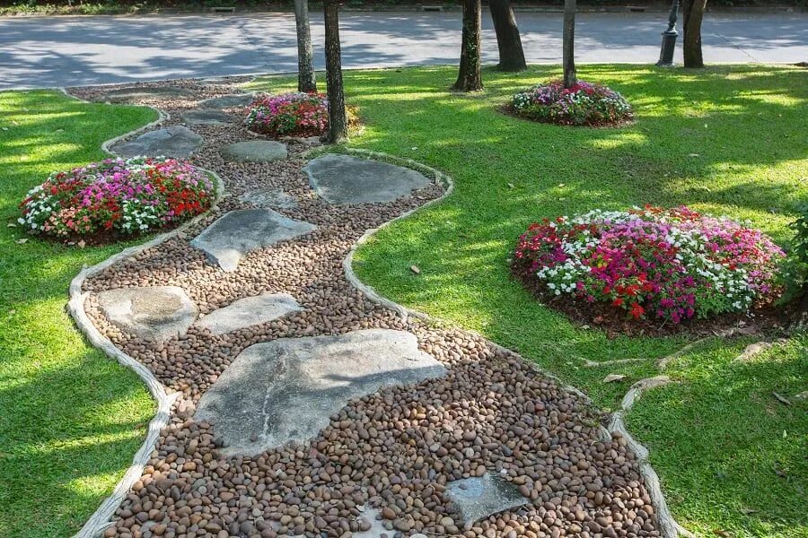 Клумбы щебнем фото 64 Creative Walkway Ideas to Elevate Your Outdoor Ambiance Stone garden paths, O