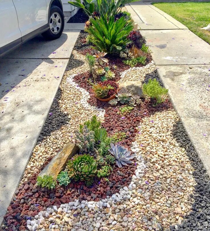 Клумбы щебнем фото DO THIS: Front yard must!! Rock garden landscaping, Backyard landscaping designs