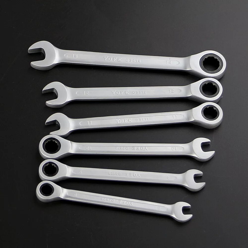 Ключ на 6 фото YOFE Ratchet Spanner Combination wrench 6mm,7mm,8mm,9mm,10mm ratchet handle Chro