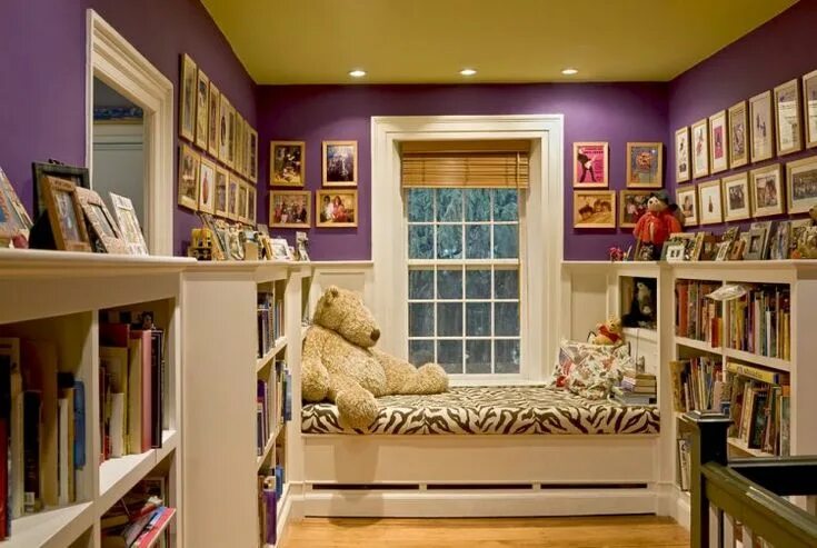 Книга детская комната фото super cozy hallway with a reading nook Creative kids rooms, Purple walls, Built 