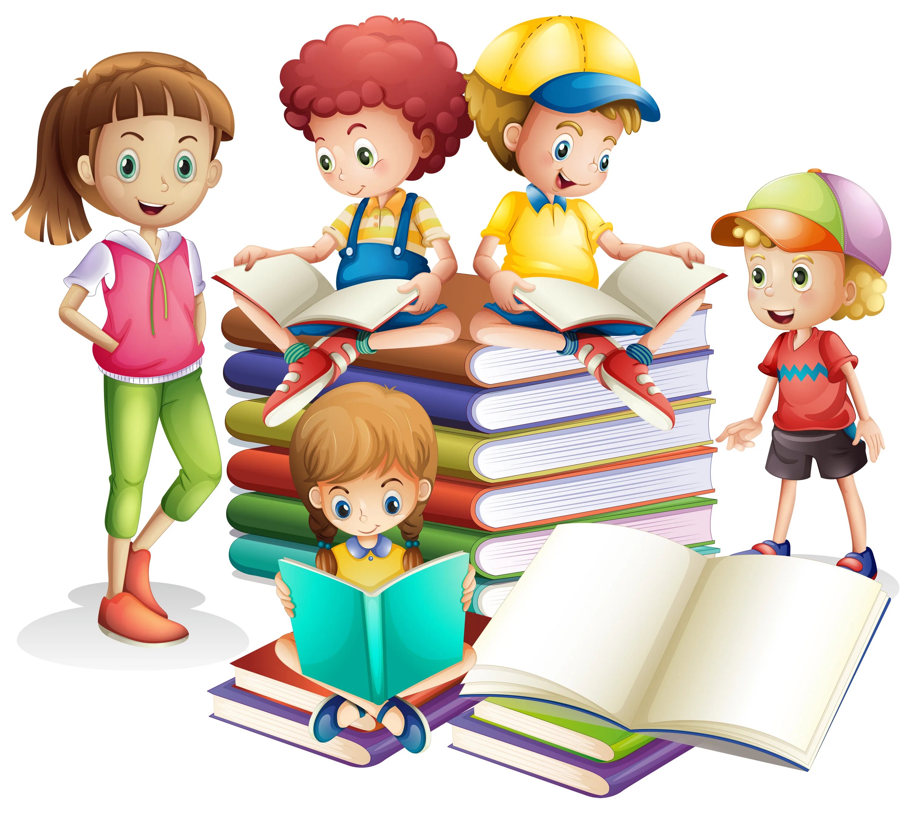 Книга для оформления в детский сад Cute boy and girl reading books 432503 Vector Art at Vecteezy