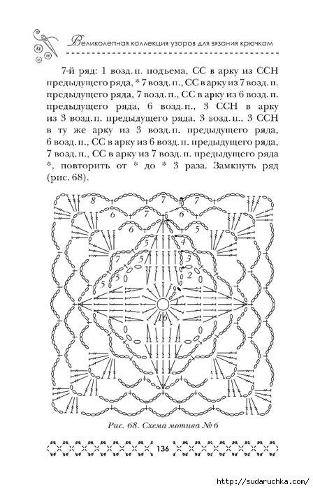 Книга крючком схема "Великолепная коллекция узоров для вязания крючком". Книга по вязанию.Часть 2.. 