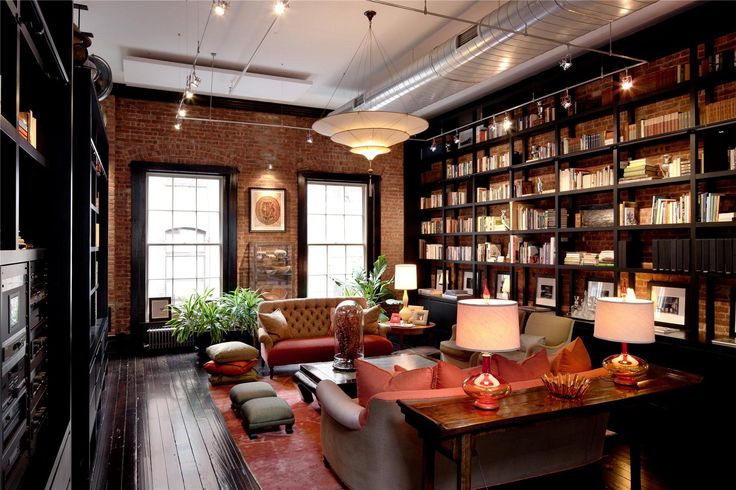 Книга лофт стиле Spectacular Triplex in Tribeca Offered at $30 Million! Loft living, Brick interi