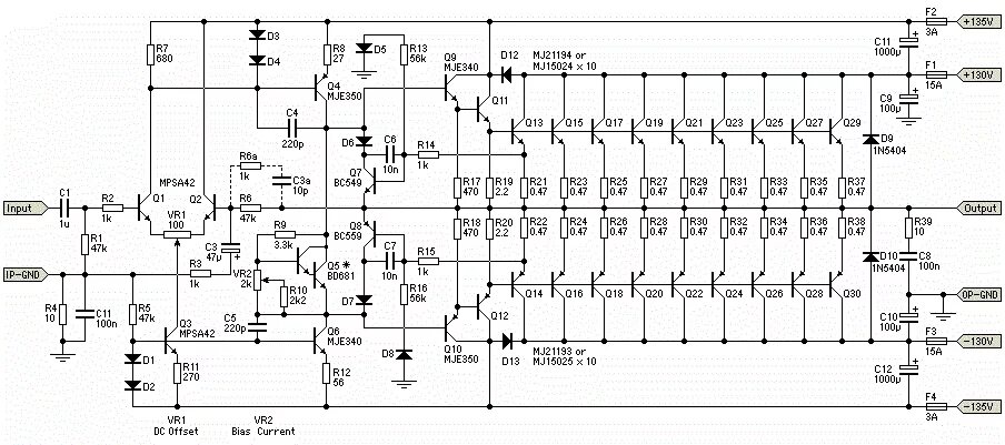 Книга схемы усилителя High Power Amplifier 1500W With Transistor Audio amplifier, Circuit diagram, Sub