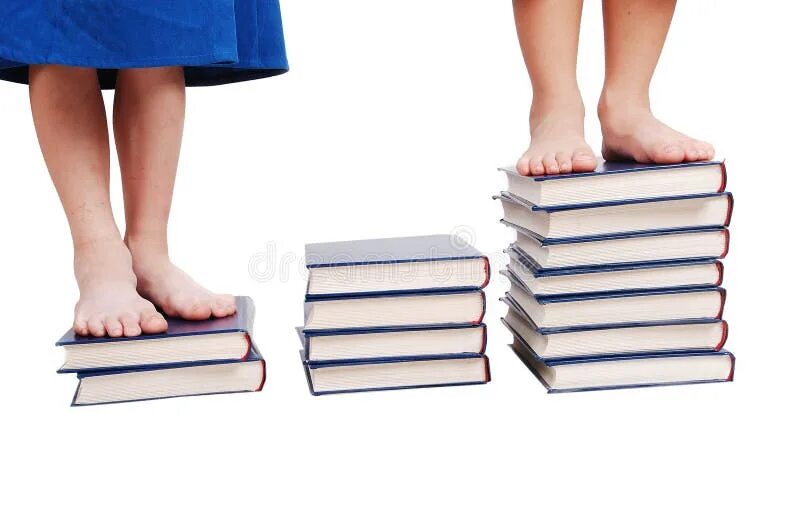 Книга стоп фото Little Legs Standing on Books Stairs Isolated Stock Photo - Image of learning, m