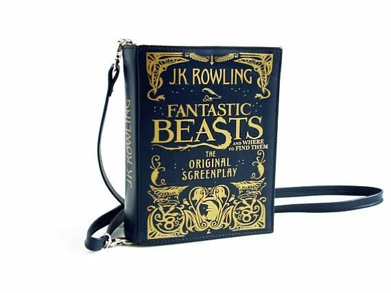 Книга сумочки Dark Navy Leather Clutch Book Cover Fantastic Beasts Bookmark Art Leather Book C