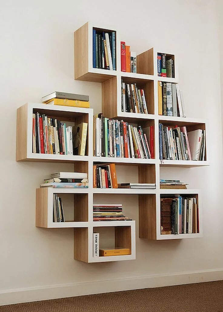 Книжные полки на стену фото Cool 60 Cheap DIY Wall Shelves Floating Ideas https://roomaniac.com/60-cheap-diy