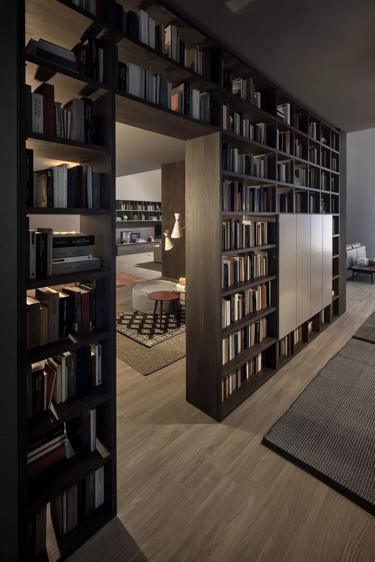 Книжные полки в современном интерьере Bookcase as room divider Home interior design, Home library design, Home library