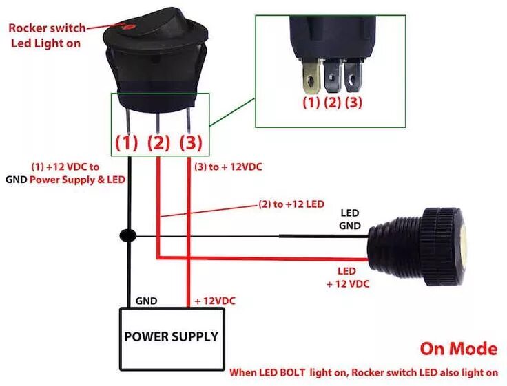 Кнопка 5 контактов с подсветкой подключение Buy 12v LED Round Rocker Switch Remotes & Switches Basic electrical wiring, Diy 
