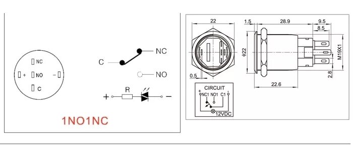 Кнопка 5 контактов с подсветкой подключение Кнопка JHC1 5A fix+led купить, цена 440 ruble span class="text"руб./span/ruble в