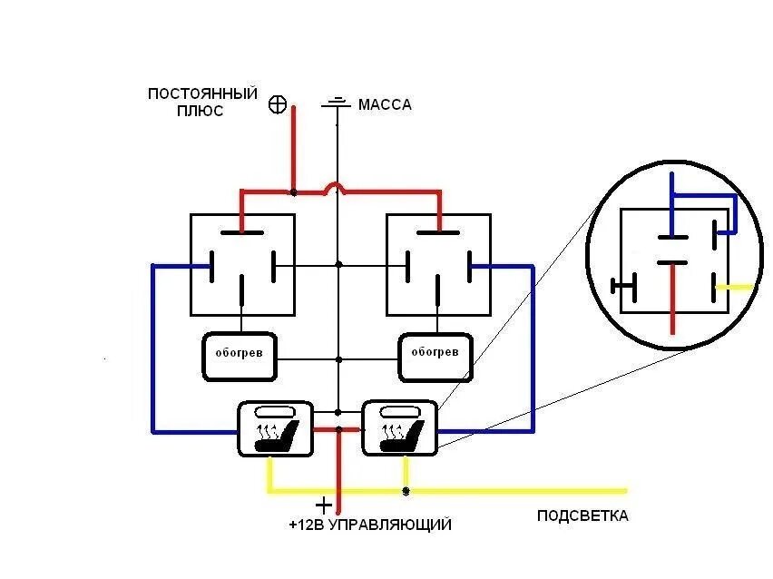 Кнопка подогрева сидений схема подключения Подключение подогрева сидений - Lada 2107, 1,5 л, 1997 года аксессуары DRIVE2
