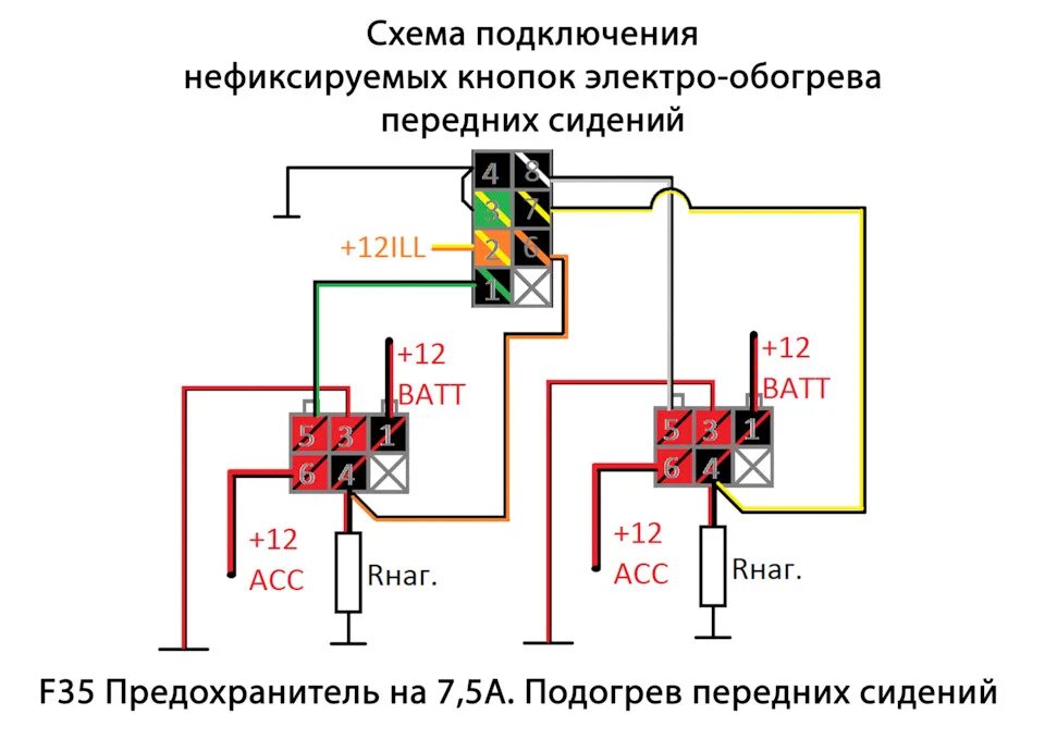 Кнопка подогрева сидений схема подключения Обогрев сидений на НЕфиксируемых кнопках - Ford Fusion, 1,6 л, 2007 года тюнинг 