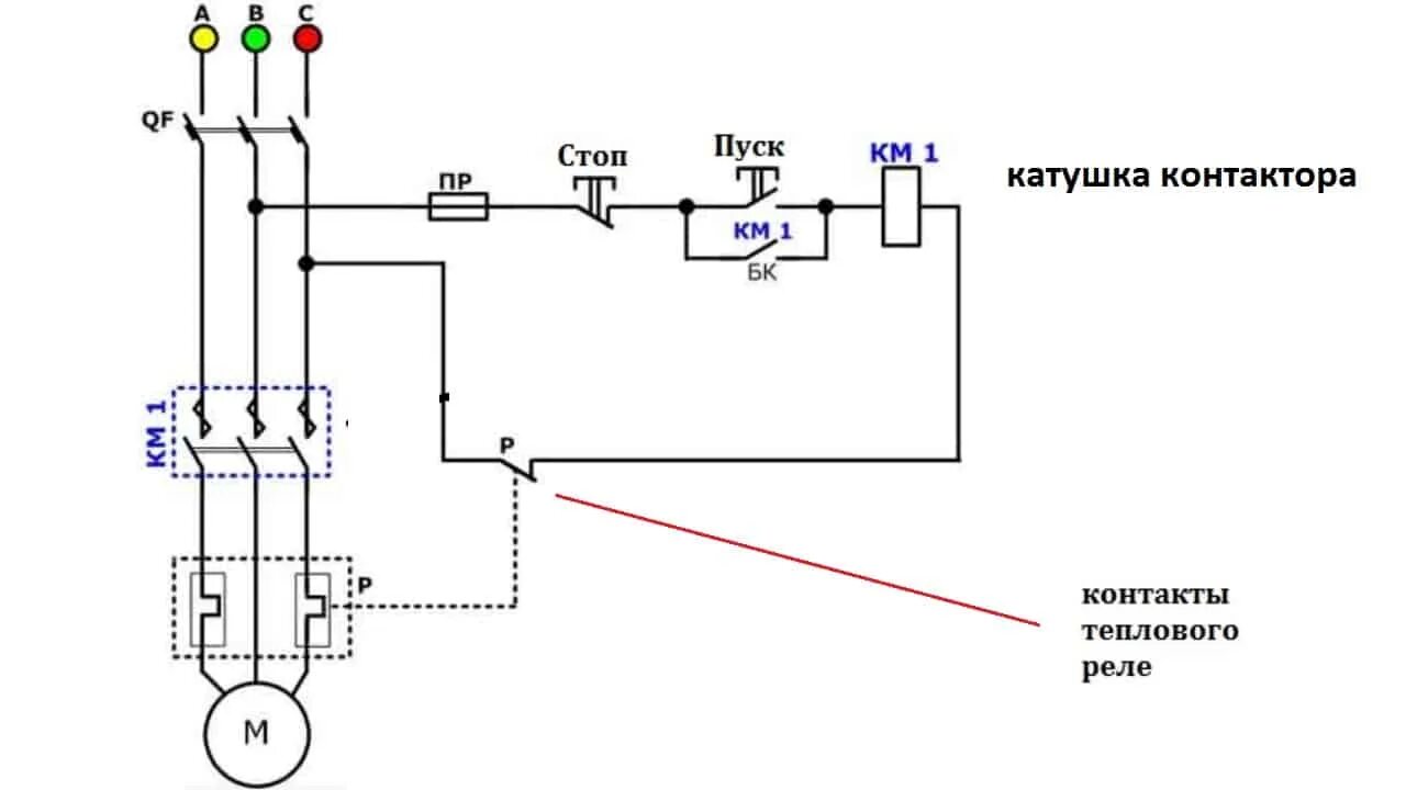 Кнопка пуска электродвигателя схема подключения Тепловое реле: устройство и принцип действия, характеристики, схема подключения 