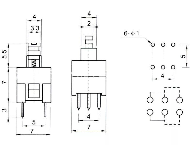 Кнопка с фиксацией схема подключения Кнопка с фиксацией 6pin 7x7мм - техническое описание и где дешево купить