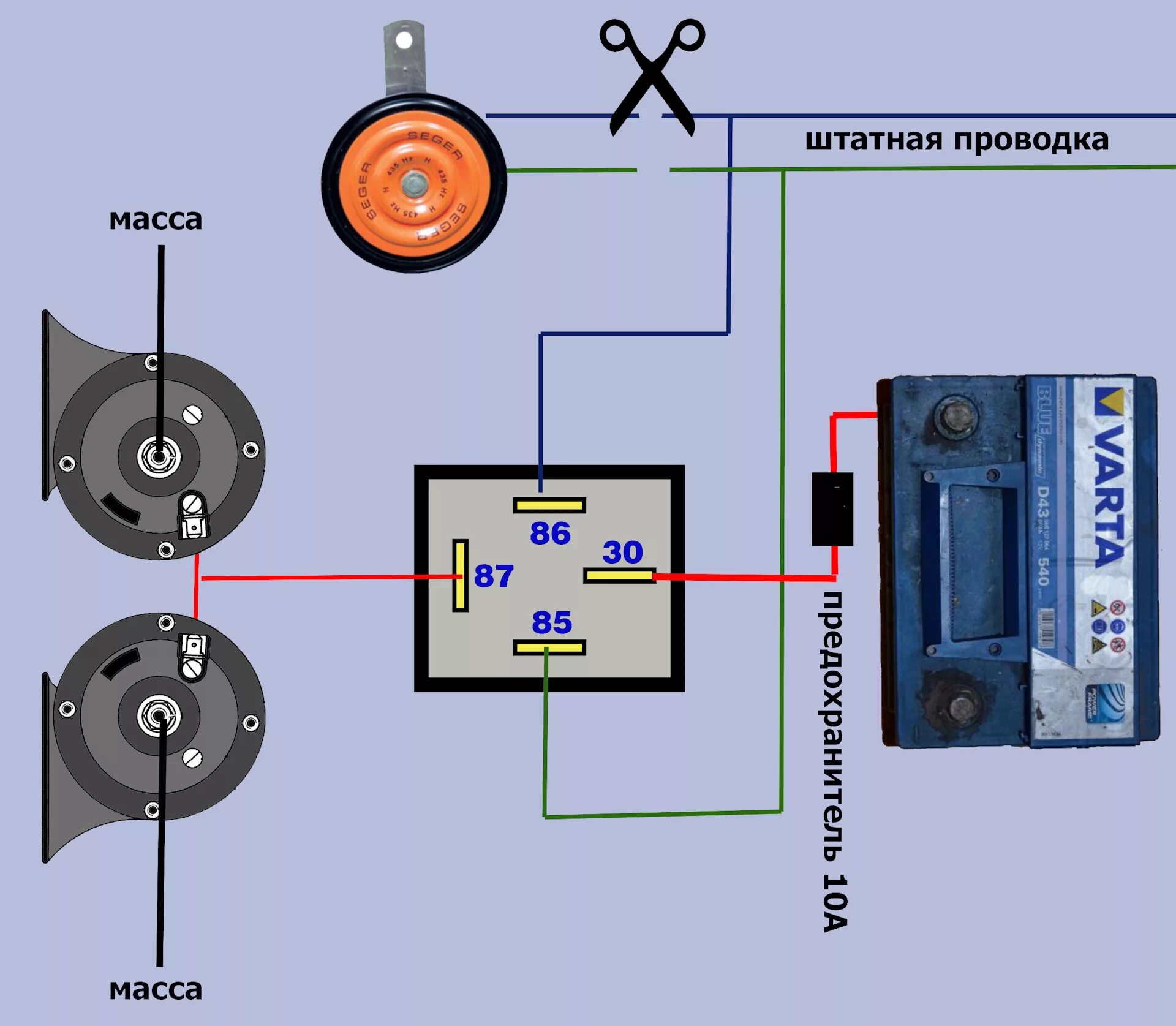 Кнопка сигнала схема подключения Сигнал - Lada 2114, 1,6 л, 2009 года электроника DRIVE2