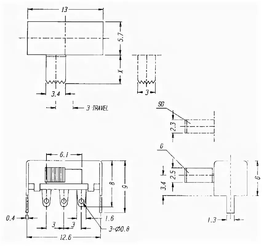 Кнопка ск1 подключение Серия SK (1P2T), Переключатели движковые (Slide) :: ДАРТ Электроникс