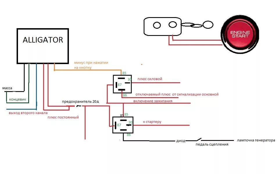 Кнопка старт стоп для автомобиля схема подключения Кнопка старт стоп своими руками - DRIVE2