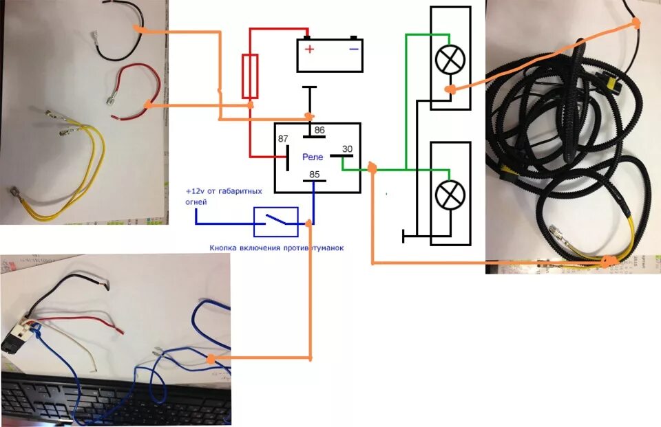 Кнопка туманок приора схема подключения Установка ПТФ Solaris (через кнопку приоры) - Hyundai Solaris, 1,6 л, 2011 года 