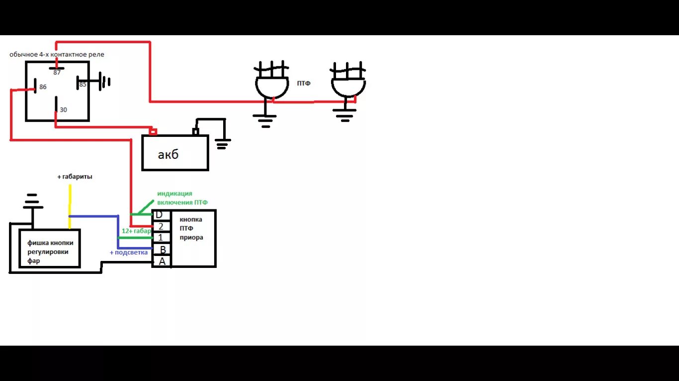 Кнопка туманок приора схема подключения Подключение ПТФ через кнопку приоры - Hyundai Solaris, 1,6 л, 2011 года электрон
