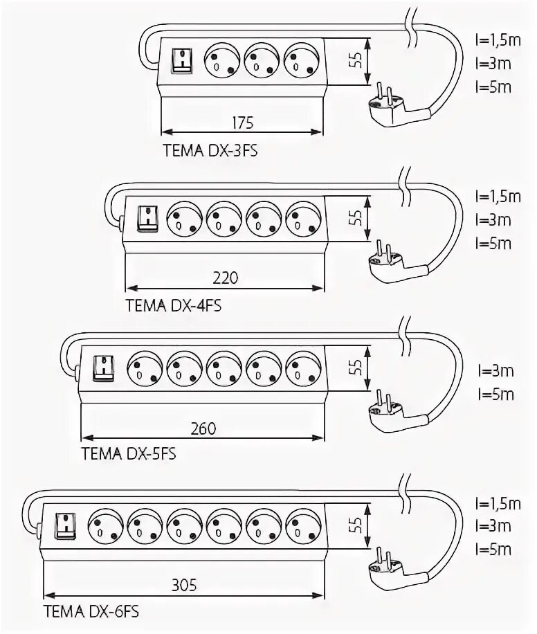 Кнопка удлинителя схема подключения Удлинитель С Заземлением И Выключателем KANLUX TEMA DX-6FS 5M - купить в Интерне