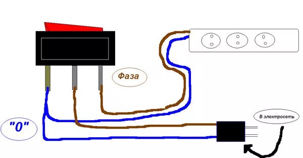 Кнопка удлинителя схема подключения Ответы Mail.ru: Помогите по сборке сетевого фильтра с выключателем!