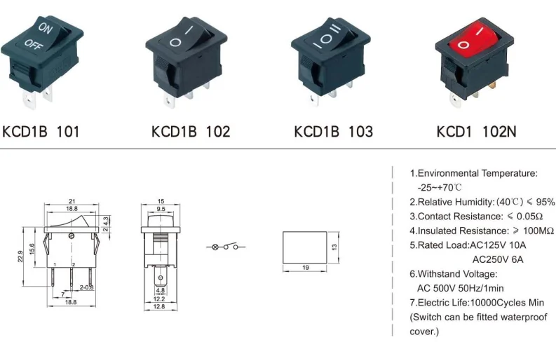 Кнопка в 21 подключение Kcd-101 2 पिन काला घुमाव स्विच 6a 125 V - Buy घुमाव स्विच 6a,2 पिन घुमाव स्विच,क