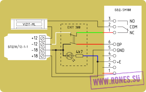Кнопка vizit схема подключения Кнопка выхода EXIT 300