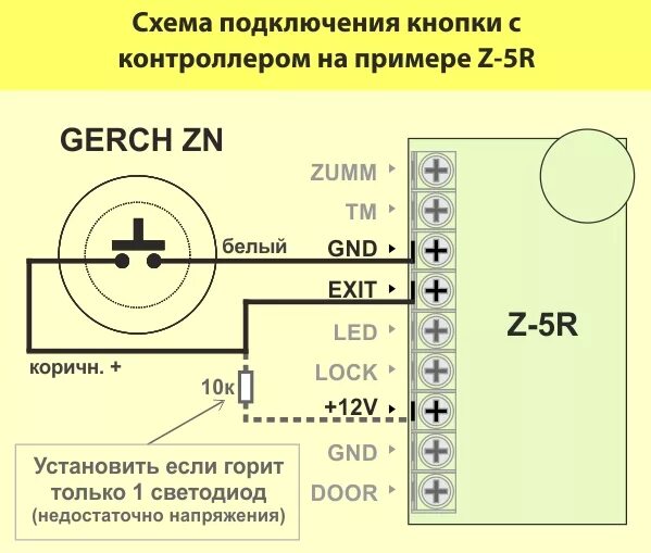 Кнопка vizit схема подключения Инструкция кнопки выхода GERCH ZN