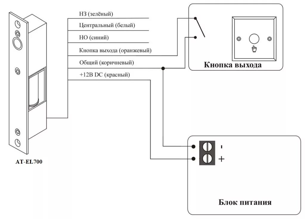 Кнопка выхода для электромагнитного замка схема подключения AT-EL700A AccordTec Электромеханический замок. Купить AT-EL700A AccordTec со скл