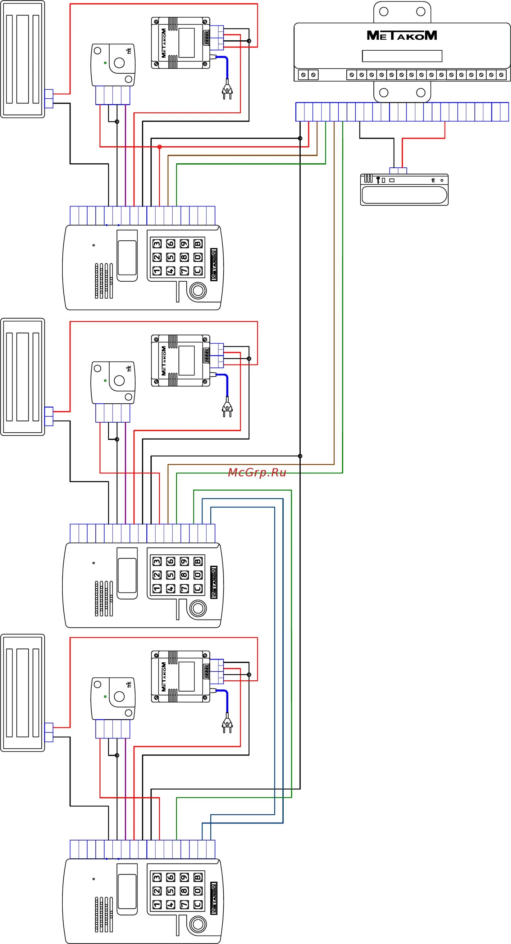 Кнопка выхода кв 2 метаком схема подключения Метаком МК2003.2-RFEN Схема 2 калитки и подъезд онлайн