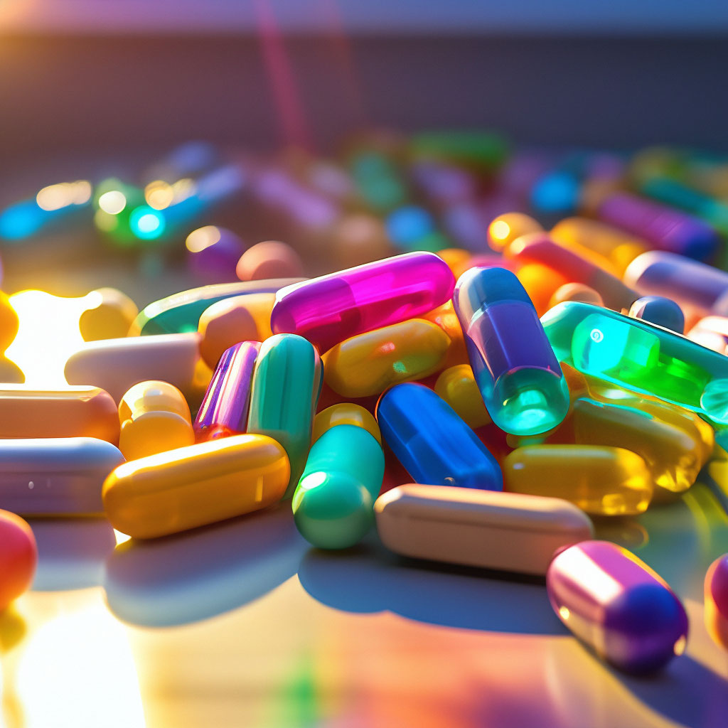 Куча таблеток фото "A bunch of colorful pills and pills ." - image created in Shedevrum