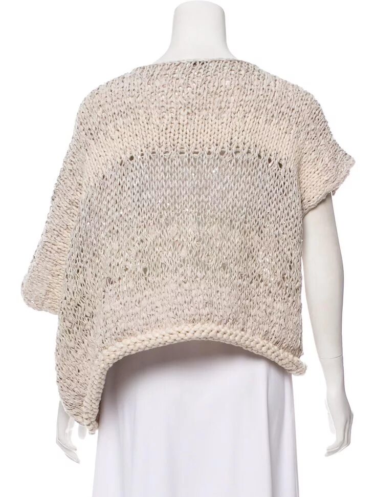 Кучинелли схема вязания спицами Taupe and ivory Brunello Cucinelli striped knit top with sequin throughout, asym