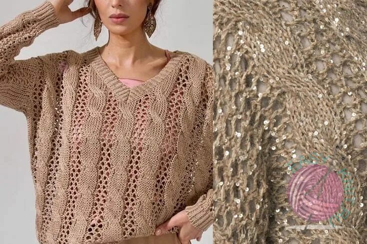 Кучинелли вязаная одежда 2024 женская спицами схемы Узор спицами "Сетка и коса" по мотивам пуловера Брунелло Кучинелли EasyKnit.ru С