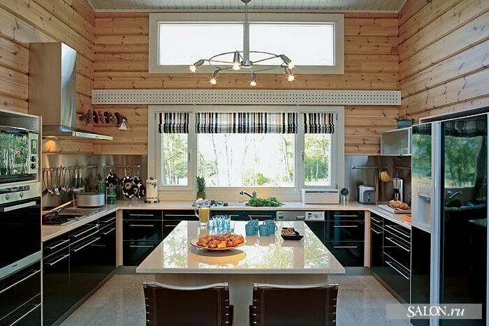 Кухня частный дом варианты дизайна С видом на Фудзи. Деревянный дом от Honka в Японии - Дизайн интерьеров Идеи ваше